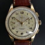 Vintage Sutit 18 carat gold manual wind chronograph wrist watch. 37 mm dial. UK Postage £12.