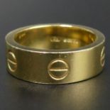 18 carat gold band ring, London 1994, 12.5 grams. Size O, 6.7 mm wide. UK Postage £12.