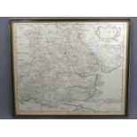 Early Robert Mordan framed and glazed map of Essex. 45.5 cm x 38 cm. UK Postage £20.