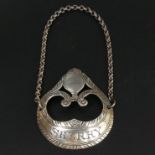 George III silver Sherry decanter label, attributed to Hester Bateman. 4.3 cm wide. UK Postage £12.