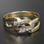 9 carat gold eight stone diamond ring, 3 grams. Size V 1/2, 7.9 mm top and 3.3 mm band. UK