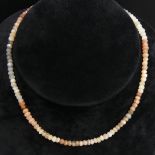 Pink opal facet cut bead 45 cm long necklace with a silver clasp, 13.8 grams, beads 4.6 mm. UK
