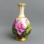Paragon china hand painted roses vase by Fred Wright. 15.5 cm high. UK Postage £15.