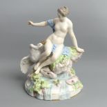 Antique Dresden Derby porcelain figure group 'Leda and the Swan', circa 1880. 20 cm high. UK Postage