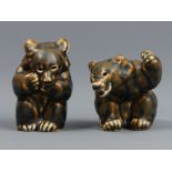 Two Royal Copenhagen porcelain brown bear figures. 8.5 cm high. UK Postage £12.