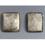 Two silver cigarette cases Birmingham 1913 and 1930. 164 grams. Largest 8 x 8.5 cm. UK Postage £15.