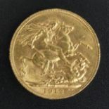 George V 1912 gold full sovereign. UK Postage £12