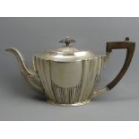 Silver fluted teapot, Sheffield. 540 grams. 29 x 15 cm. UK Postage £16.