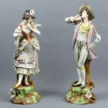 A large pair of Rudolstadt German porcelain figures, modelled as a courting couple. 34 cm. UK