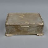 Elizabeth II cedar lined silver cigarette box, Birmingham 1959. 390 grams.UK Postage £15.