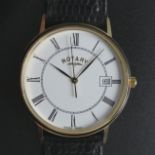 9 carat gold Rotary date adjust quartz wrist watch. 33 mm dial. UK Postage £12.
