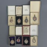 Eight silver fobs/medals various dates and all boxed. UK Postage £15.