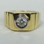 Gents 18 carat gold diamond signet ring (.51ct), 13.2 grams. Size U 1/2, top 11 mm, band 5.6 mm.