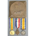 John Williams Thomas Weaver J 37145, WW I medal group and death plaque. UK Postage £16.