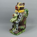 Unusual pottery bear jug, advertising Bears Grease and pouring from the tigers mouth. 29 cm. UK