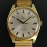 Vintage 1972 Omega manual wind gold tone wrist watch with box and papers. 35 mm dial excluding