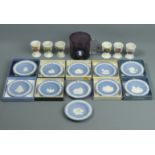 Wedgwood glass Prince Phillip tankard, 11 Wedgwood jasper ware pin trays and six china egg cups.
