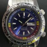 Ricoh World Time stainless steel divers automatic watch. 43 mm dial. UK Postage £15.
