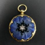 Beautiful 18 carat gold diamond and enamel pocket watch, examined by Dent watch maker to the