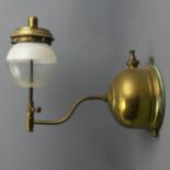 1920's/30's brass lamp with the original glass shade. 17.5 cm diameter base. UK Postage £25.