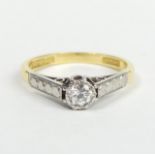 18 carat gold single stone diamond ring, 3 grams. Size K 1/2, top 4.9 mm. UK Postage £12.