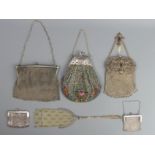 Six vintage chain mail and bead design purses/bags. Bead example 19 x 15 cm. UK Postage £15.