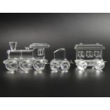 Swarovski Austrian silver crystal Steam train and tender boxed and a carriage also boxed. 38 mm