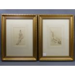 A gilt framed pair of Russel Flint exotic gilt framed prints. 49 x 39 cm. UK Postage £25.