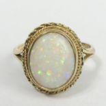 Vintage 9 carat gold opal ring, Birmingham 1975, 4.2 grams. Size Q 1/2, 16.3 mm. UK Postage £12.
