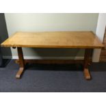 French walnut trestle dining table, circa 1900. 78 w x 159 l cm. Collection only.