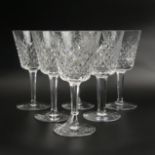 A set of six Waterford Alana Irish crystal wine glasses. 15 cm. UK Postage £16.