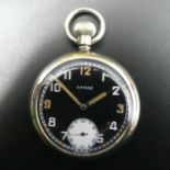 Damas black dial open face pocket watch. 50 mm dia. UK Postage £12.