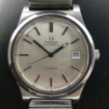 Gents Omega stainless steel automatic date adjust watch. 36 mm dia. UK Postage £12.