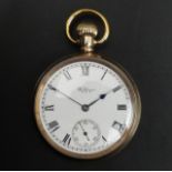 Waltham gold plated open face pocket watch, 50 mm dia. UK Postage £12.