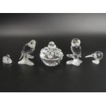 Swarovski Austrian silver crystal Chicks on a nest 7470 050 000, Owl 7621 000 003, Parrot 7621 000