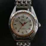 Vintage stainless steel and gold Wyler Incaflex gents watch. 33 mm dia. UK Postage £12.