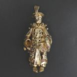 A large 9 carat gold stone set articulated pendant in the form of a Chinese nobleman, 37 grams,