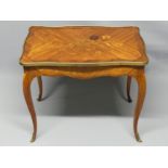Old French kingwood marquetry inlaid occasional table. 60 cm wide x 40 cm deep x 50 cm high.