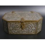 19th century Persian mixed metal hinged cedar lined casket. 16 x 6 11 cm. UK Postage £15.