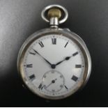 Edwardian silver open face seven jewel movement pocket watch. 50 mm dia. UK Postage £12.