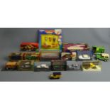 Britains Land Rover and Horsebox, Solido Renault bus and other die cast boxed vehicles. UK