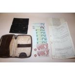 TWO VINTAGE LEATHER WALLETS CONTAINING A COLLECTION OF BRITISH BANK NOTES