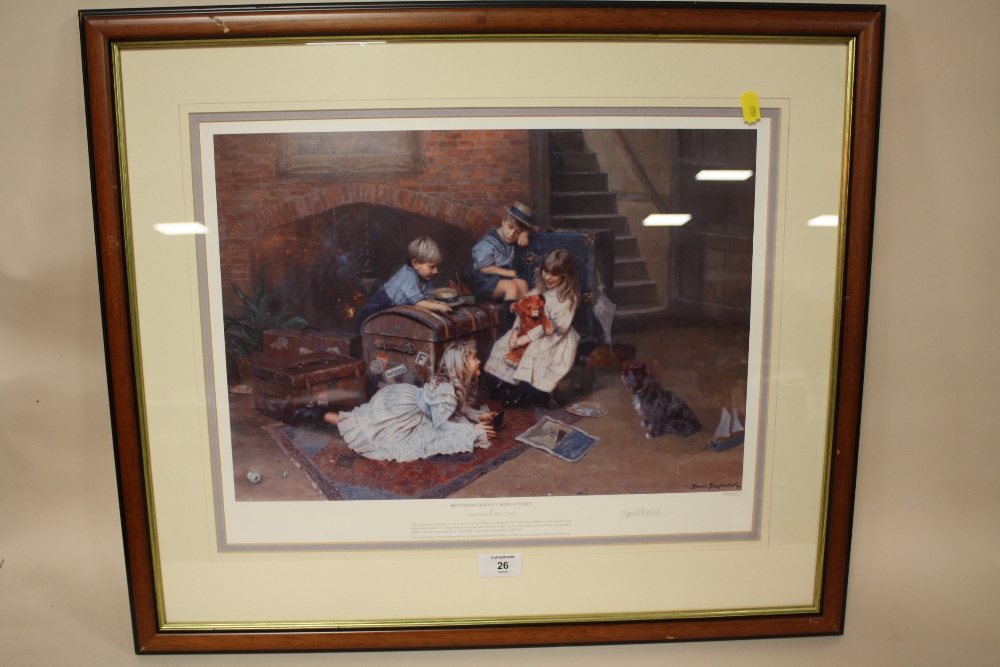 A FRAMED AND GLAZED SIGNED LIMITED EDITION PRINT BY DAVID SHEPHERD ENTITLED 'BUT TEDDY DOESNT NEED A - Image 2 of 3