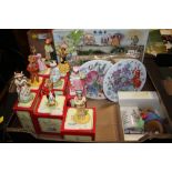 A TRAY OF BOXED ROYAL DOULTON BUNNYKINS FIGURES, WEDGWOOD PETER RABBIT ETC