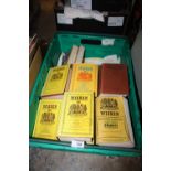 A BOX OF VINTAGE BOOKS TO INCLUDE WISDON CRICKETERS ALMANAC