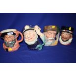 FOUR LARGE ROYAL DOULTON CHARACTER JUGS COMPRISING FALSTAFF D6287, OLD SALT D6551, ROBINSON CRUSOE