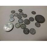 A COLLECTION OF PRE-1947 WHITE METAL COINAGE TO INCLUDE A HALF CROWN, SIX PENCES ETC.