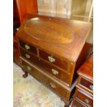 A VINTAGE MAHOGANY BUREAU WITH BALL AND CLAW FEET W-92 CM