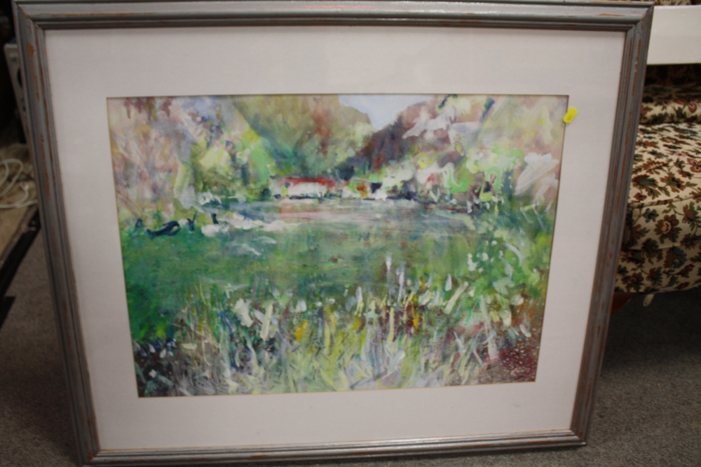 A LARGE FRAMED AND GLAZED IMPRESSIONIST GOUACHE SIGNED S BAMFORD LOWER RIGHT, OVERALL SIZE INCLUDING - Image 2 of 3