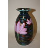 A SIGNED ANITA HARRIS ART POTTERY LOTUS PATTERN SAMPLE VASE